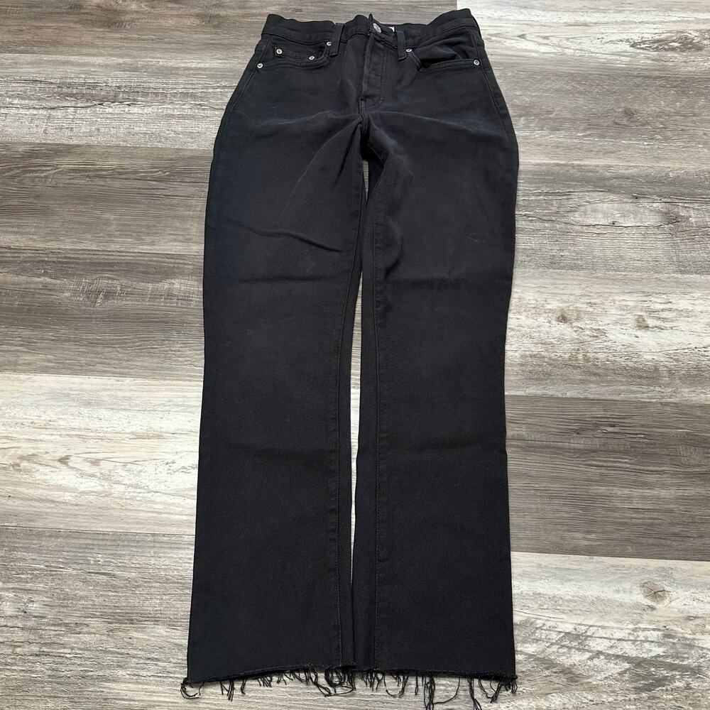Frank & Eileen Cork Black Womens 25 Button Fly Raw Hem Everyday High Waist Jeans
